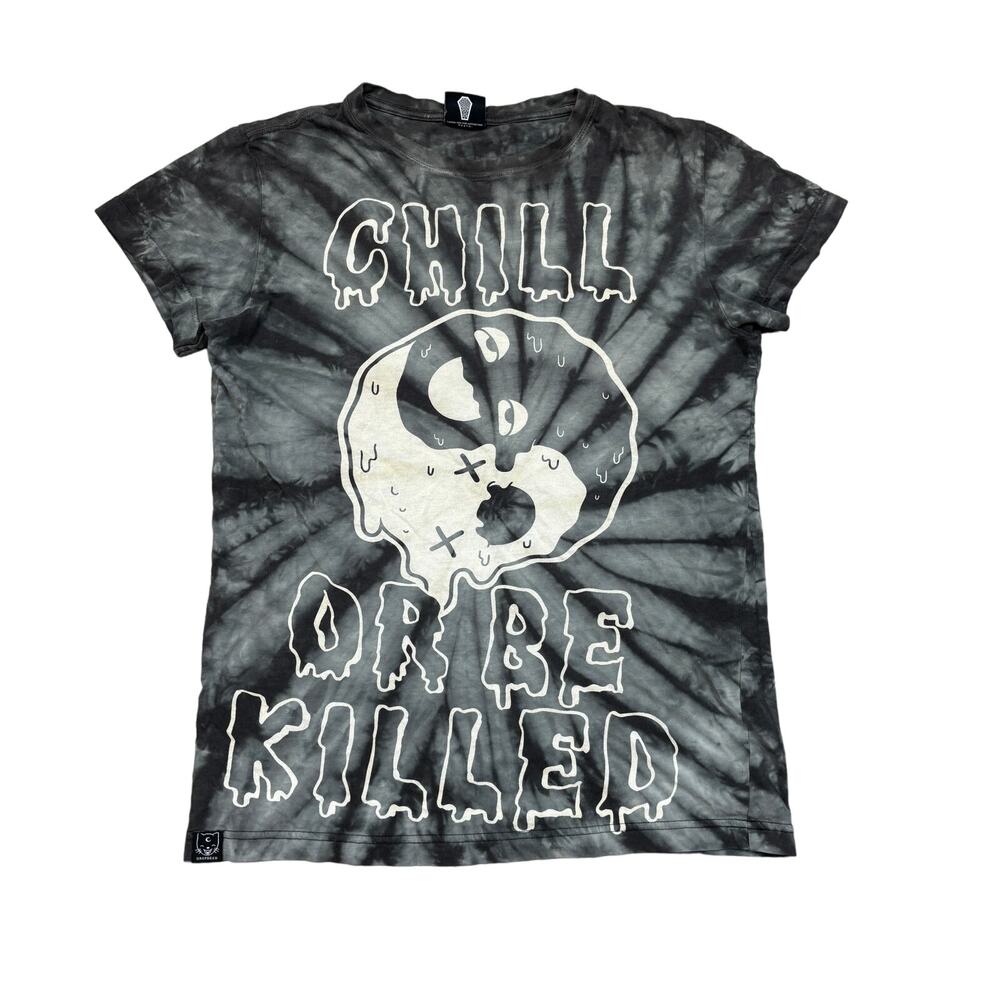 Drop Dead Chill Or Be Killed Yin Yang Tie Dye Shirt Women's XS